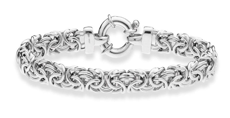 Miabella Italian 925 Sterling Silver, 18Kt Gold Plated 9mm Byzantine Bracelet for Women, Handmade in Italy (sterling silver, Length 7.0 Inches (x-small)) - Image 2